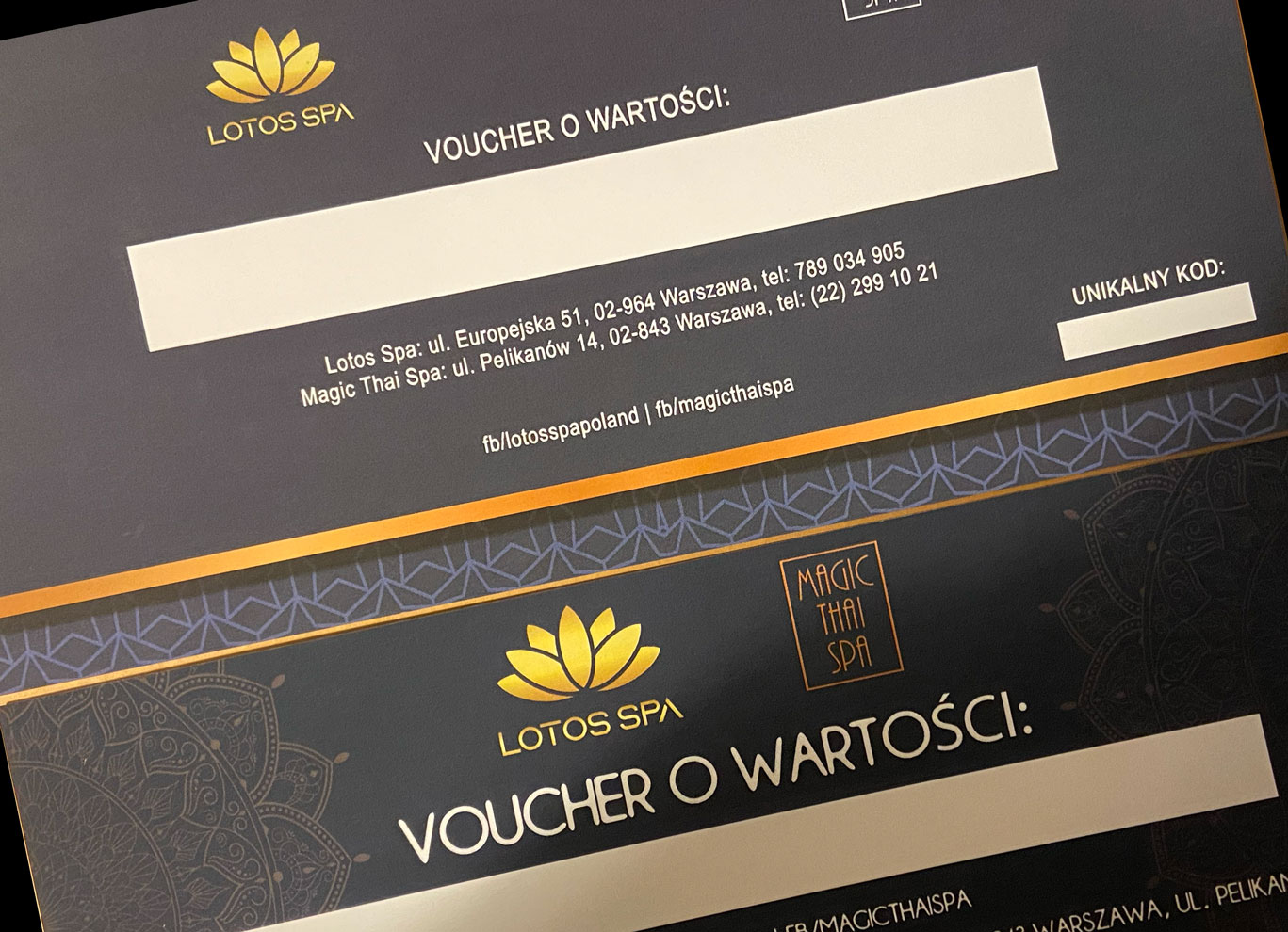 Materiały reklamowe beauty – miejsce na zdjęcie voucherów
